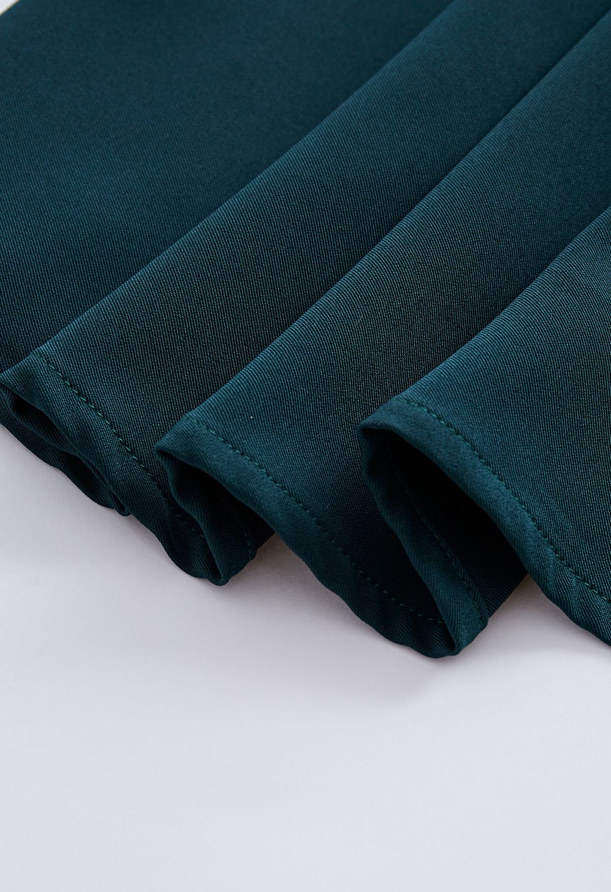 Buttoned Pleated A-Line Skirt in Dark Green