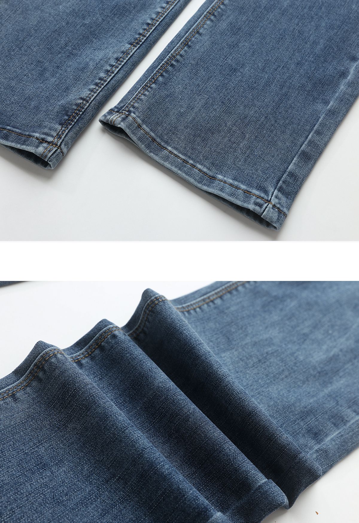 Front and Back Pockets Straight Leg Soft Jeans