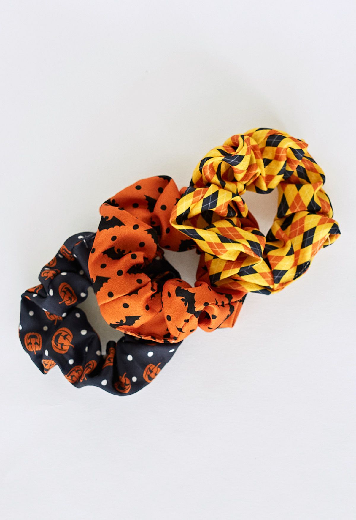 Playful Halloween Pattern Scrunchies Set