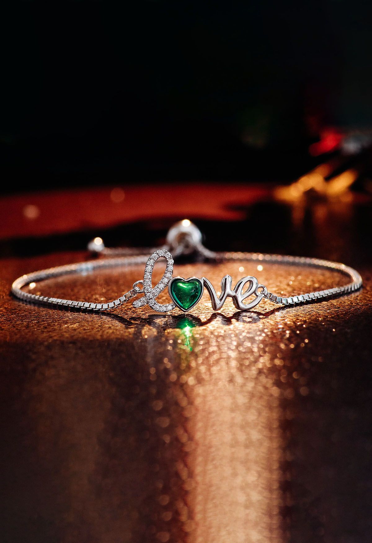 Love Sign Heart Shape Emerald Bracelet