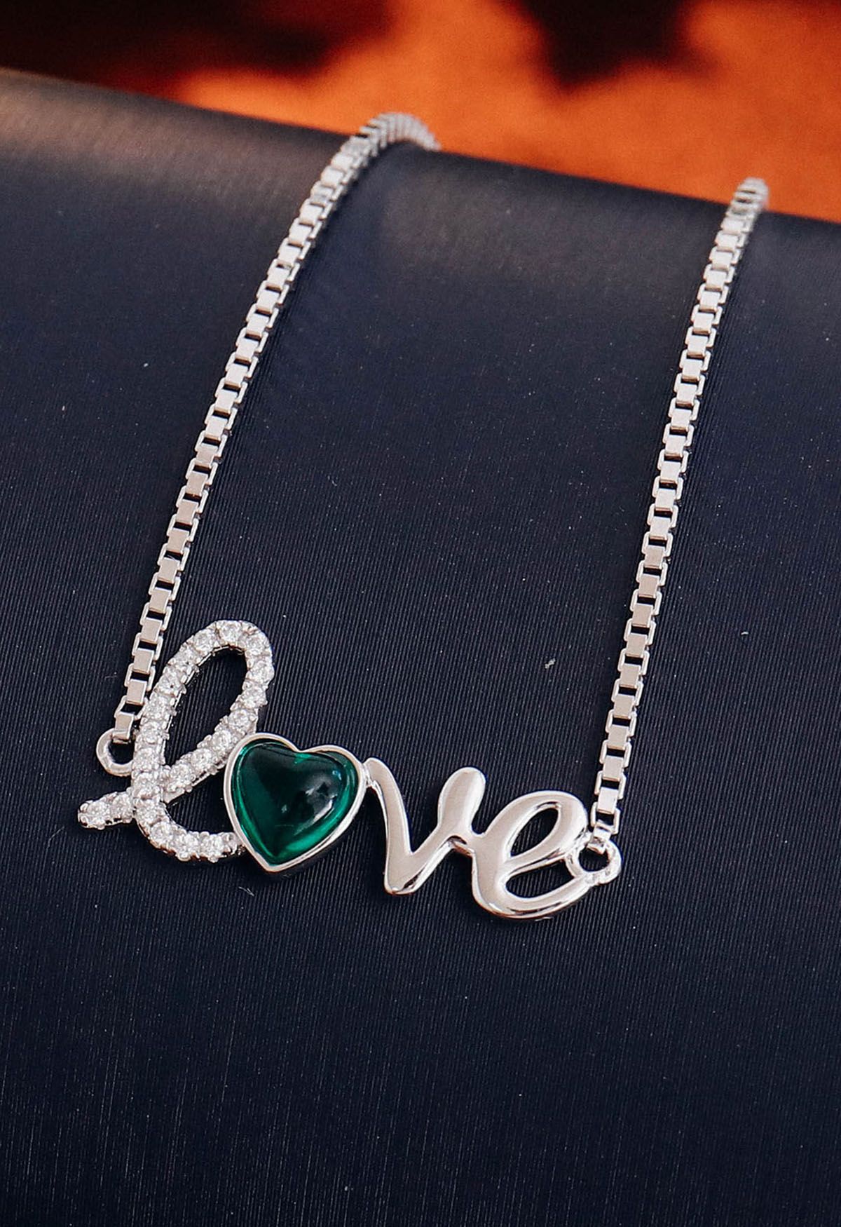 Love Sign Heart Shape Emerald Bracelet