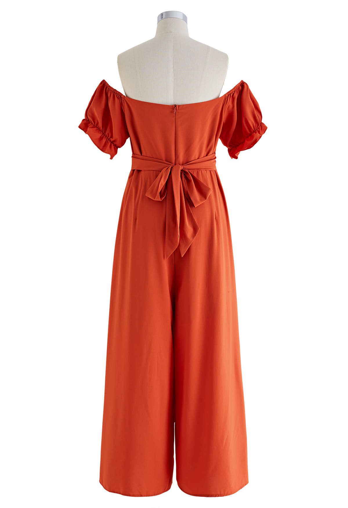 Breezy Off-Shoulder Tie Back Crop Jumpsuit in Orange