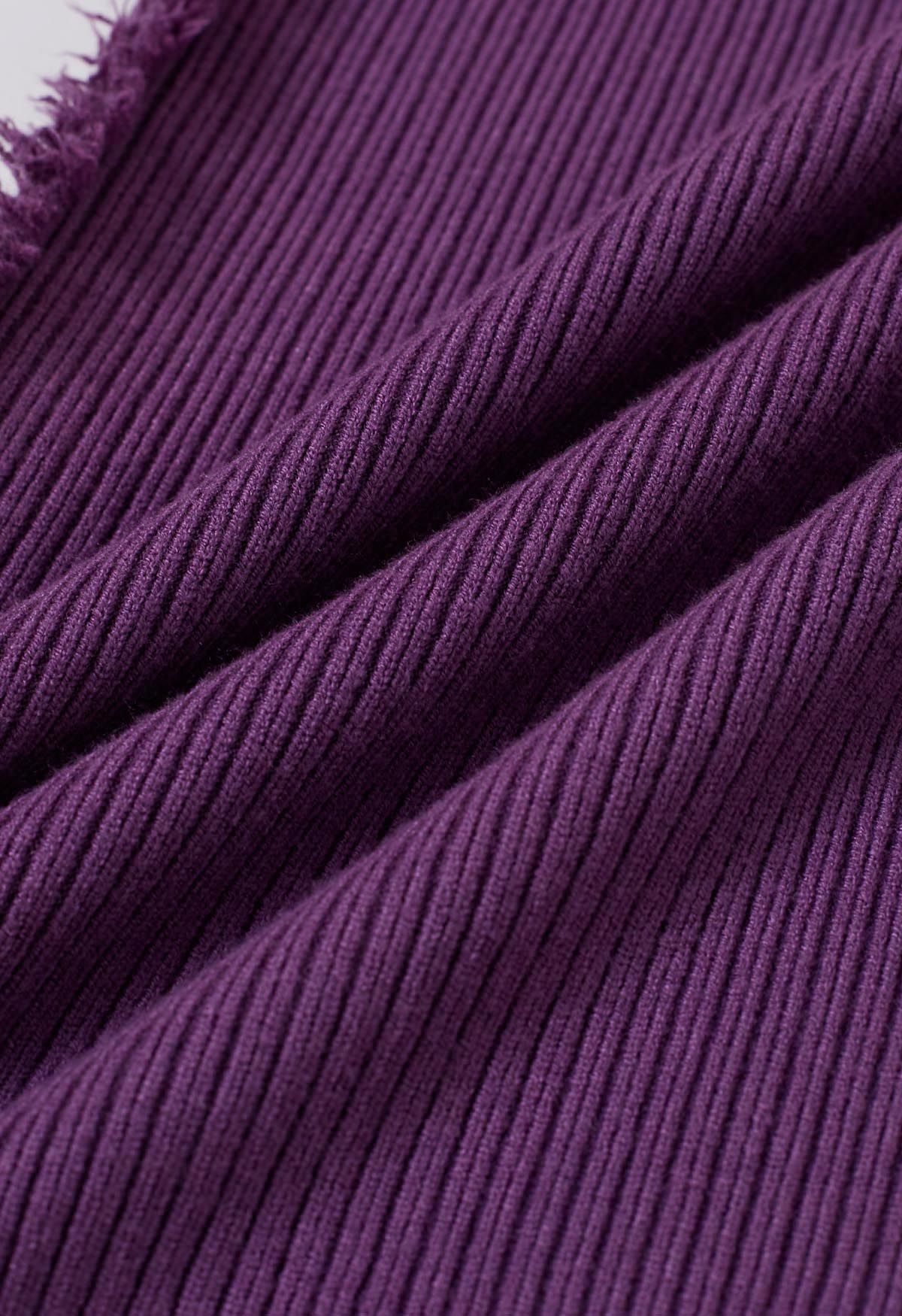 Side Tassel Trim Straight-Leg Knit Pants in Purple