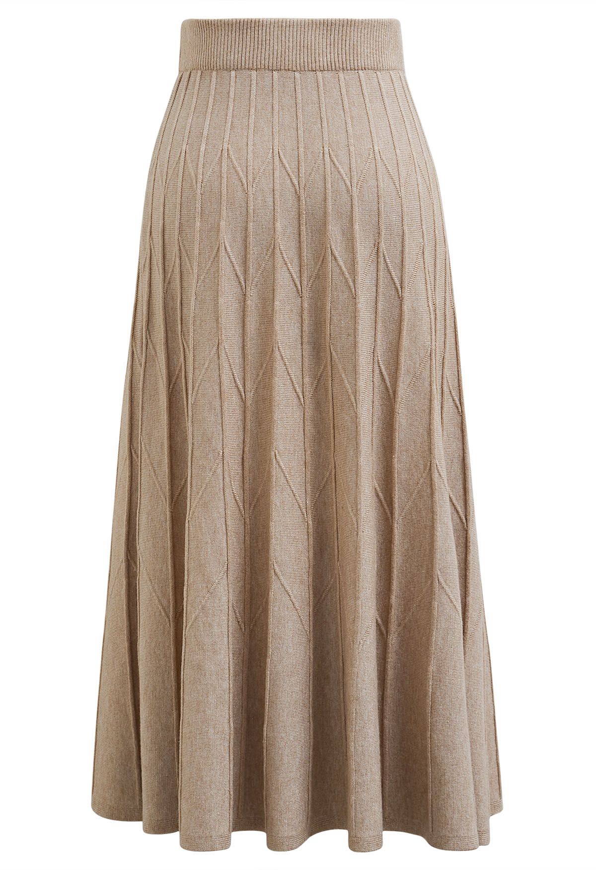 Zigzag Pleated Knit Skirt in Sand