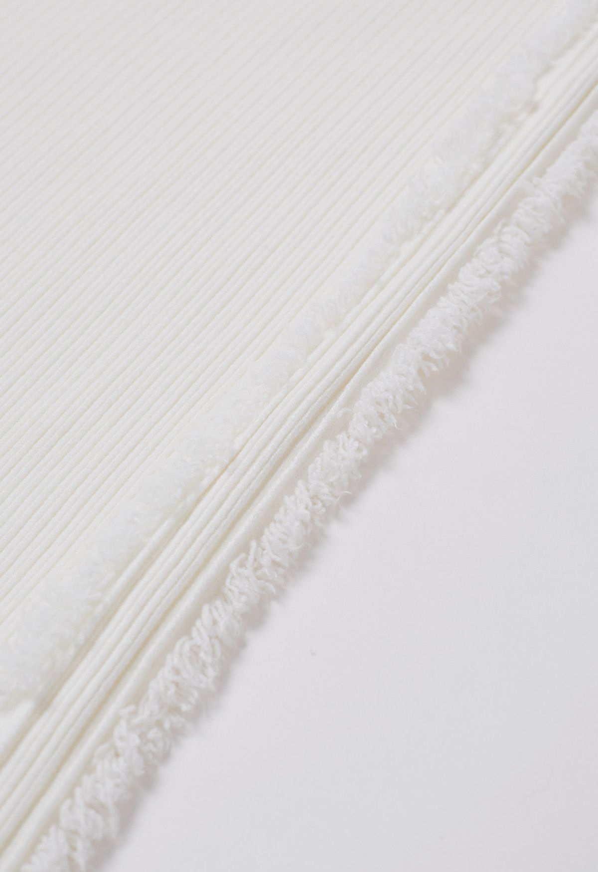 Side Tassel Trim Straight-Leg Knit Pants in White
