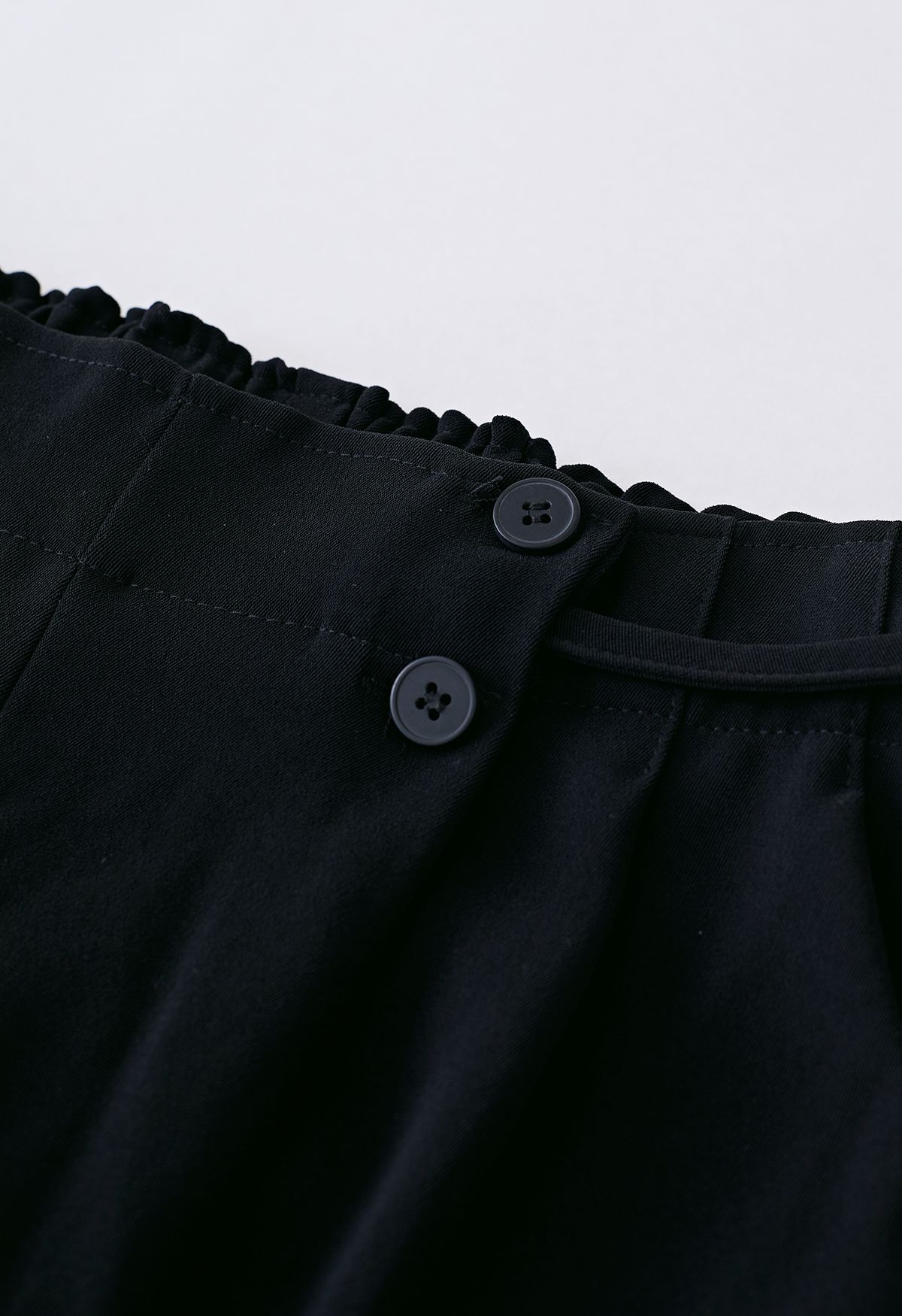Side Drawstring Pleated Straight Leg Pants in Black
