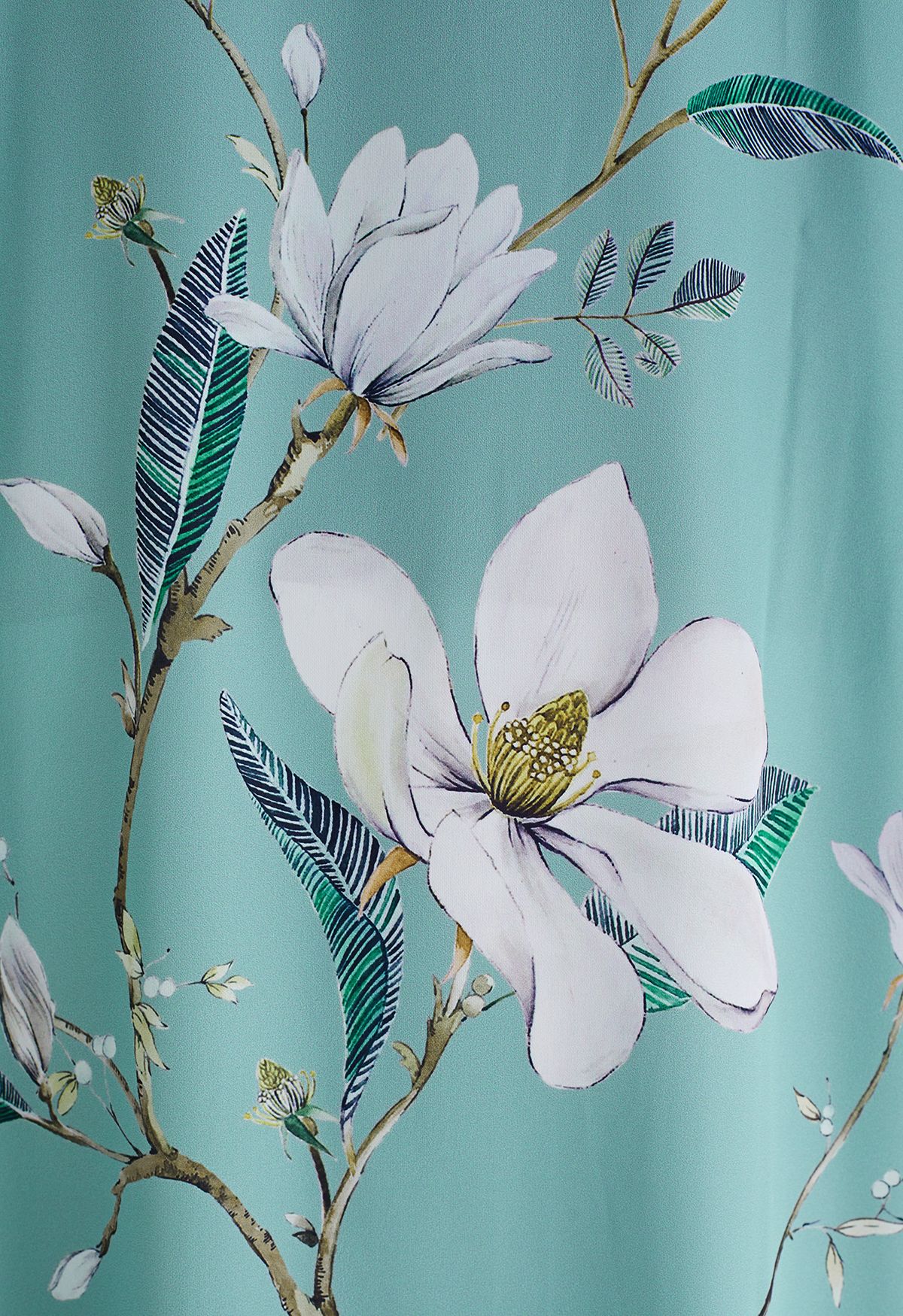 Floral Print Satin Robe in Green