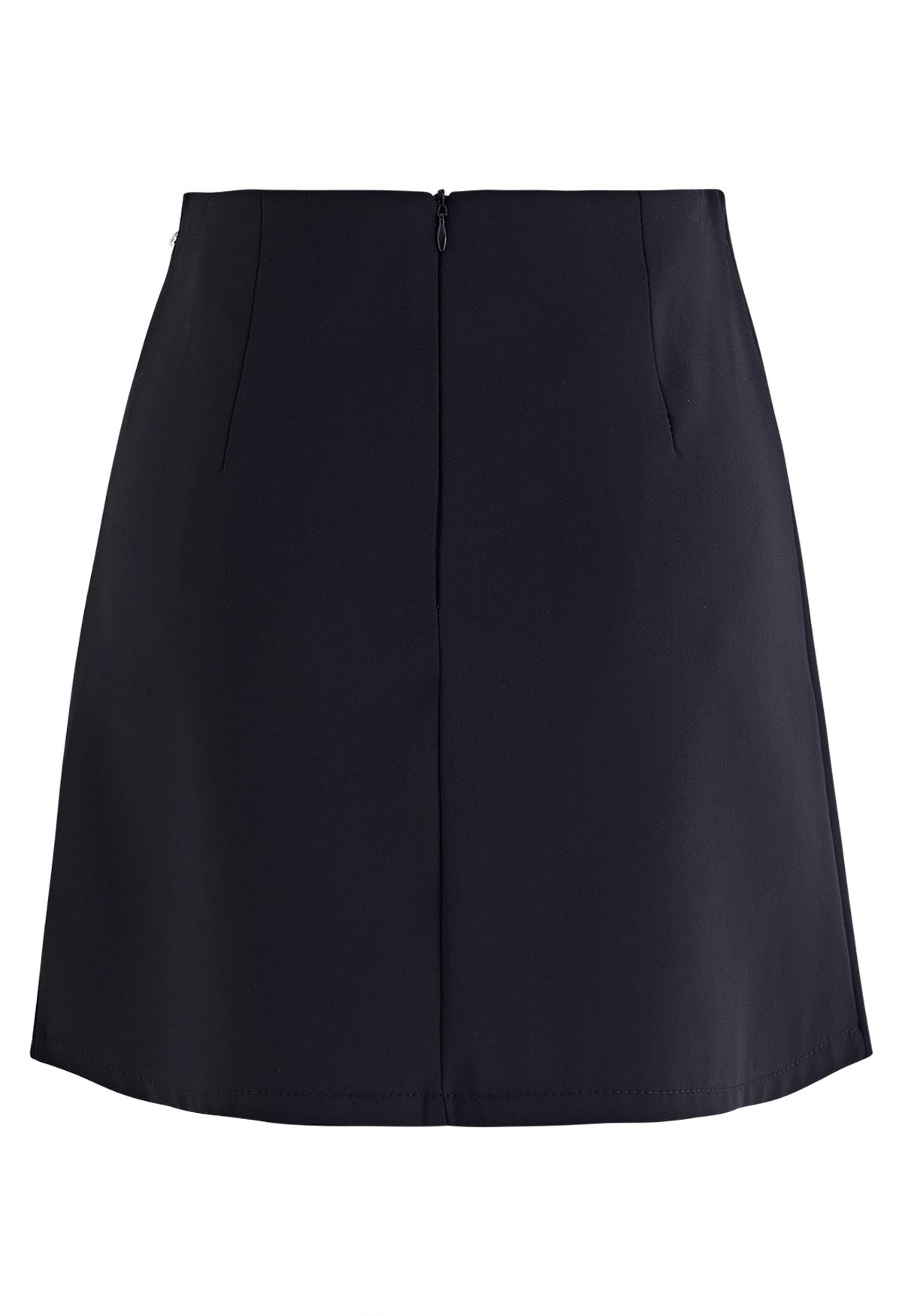 Rhinestone Decor Pleated Flap Mini Skirt