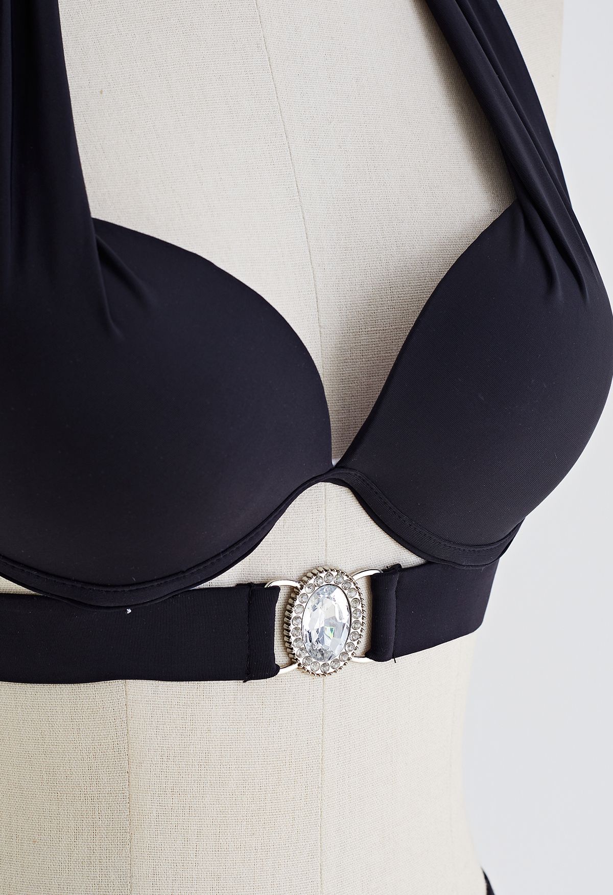 Oval Diamond Decor Halter Neck Bikini Set