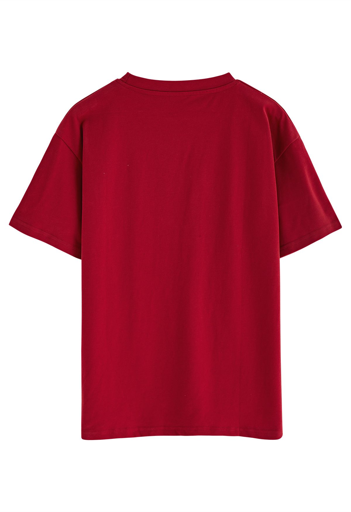 Paris Print Round Neck T-Shirt in Red