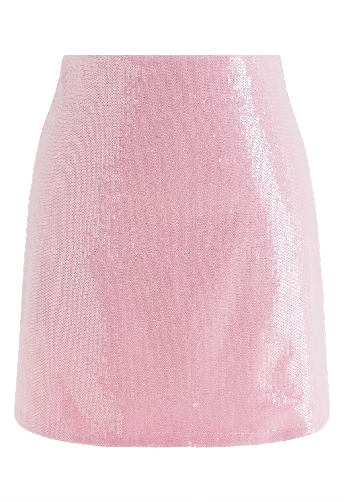 Scintillating Sequin Embellished Mini Bud Skirt in Pink