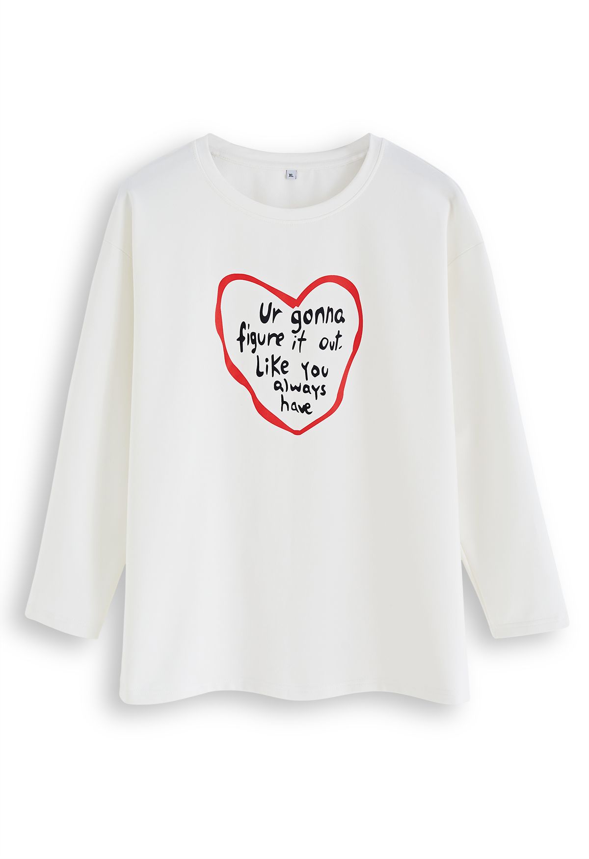 Sentence with Heart Print Oversize T-Shirt