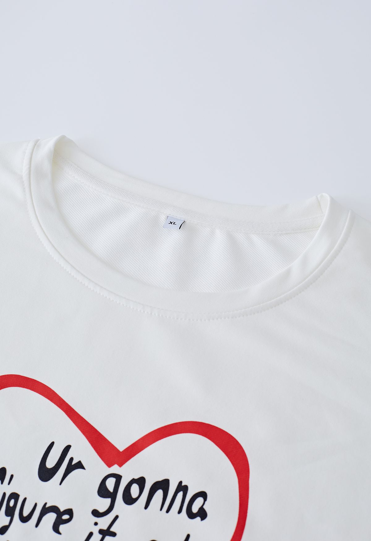 Sentence with Heart Print Oversize T-Shirt