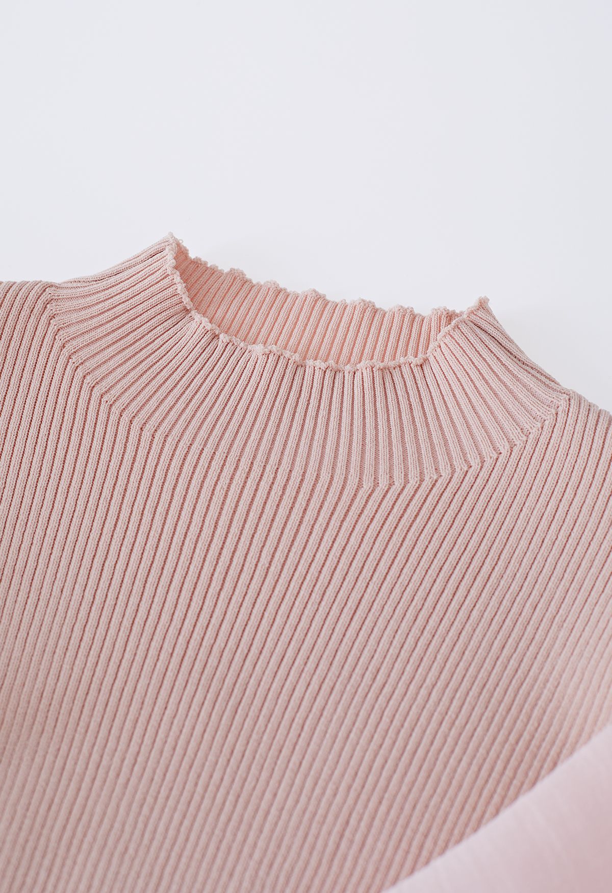 Tiered Ruffle Sleeves Spliced Knit Top in Pink