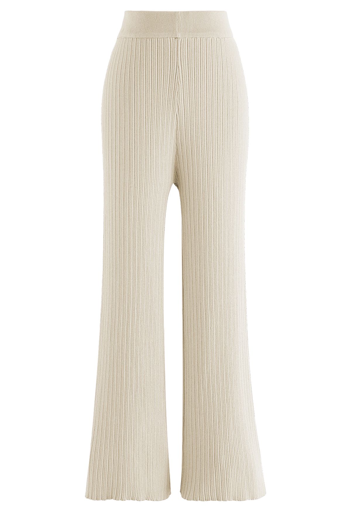 Drawstring Sleeve Knit Top and Pants Set in Cream