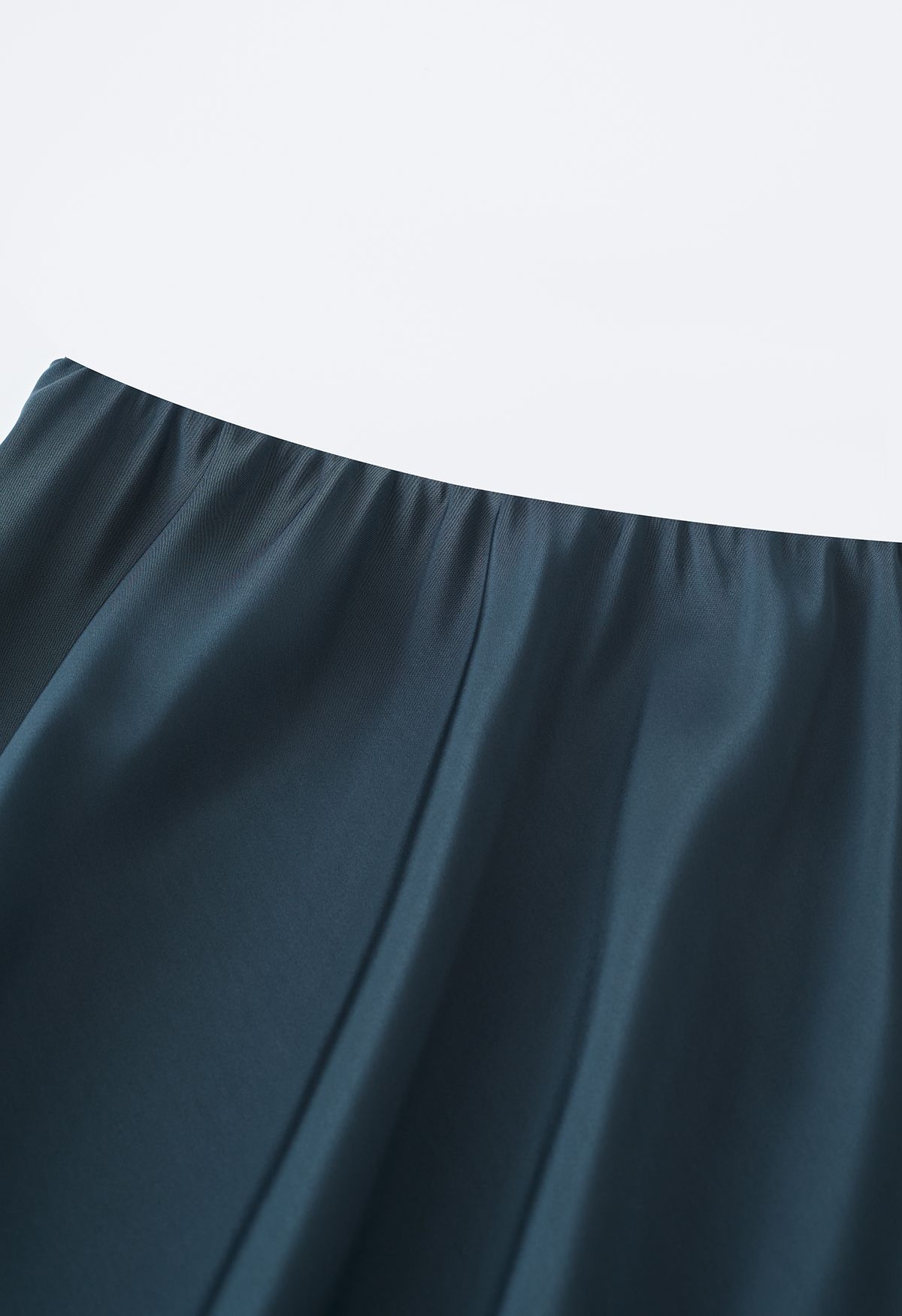 Vent Hem Satin Maxi Skirt in Dusty Blue