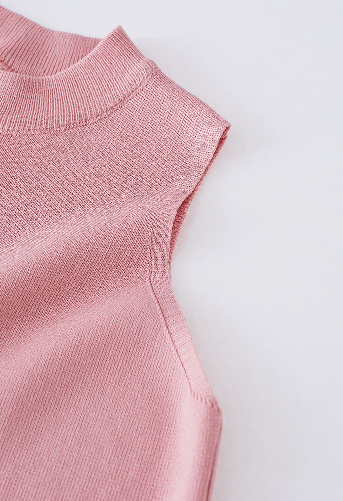 Asymmetric Halter Neck Knit Crop Top in Pink