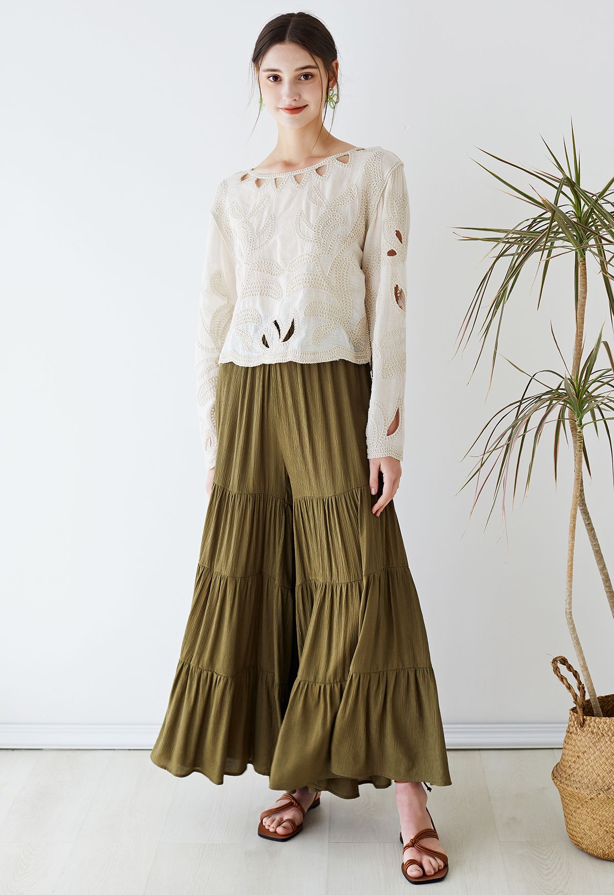 Sunny Days Wide-Leg Pants in Army Green