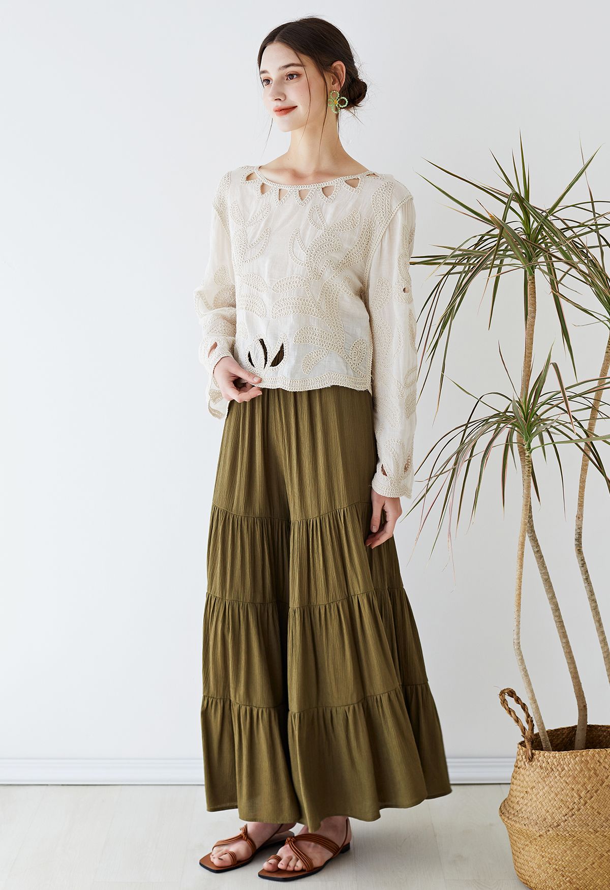 Sunny Days Wide-Leg Pants in Army Green