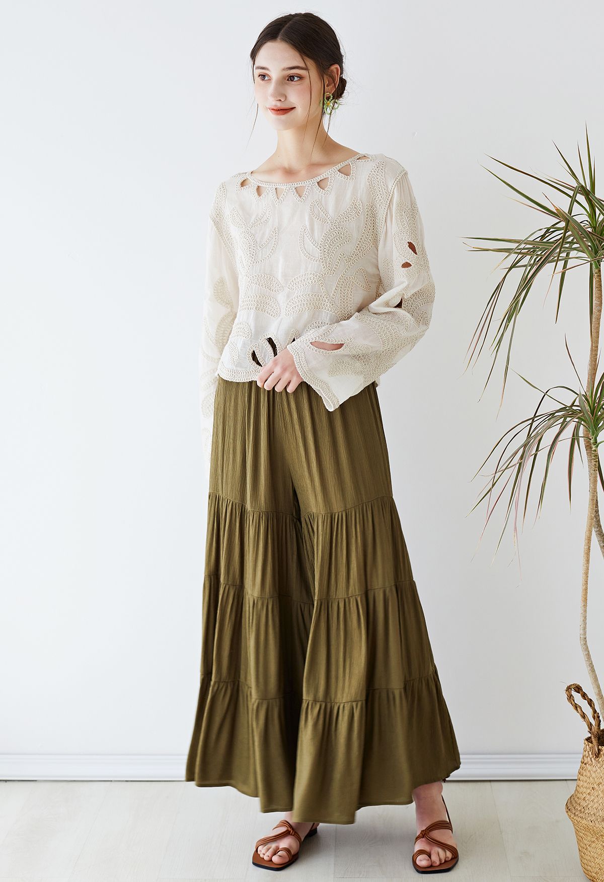 Sunny Days Wide-Leg Pants in Army Green