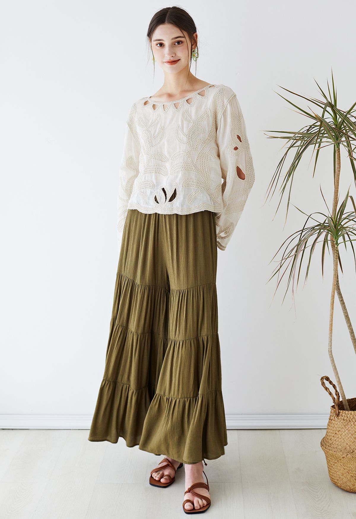 Sunny Days Wide-Leg Pants in Army Green