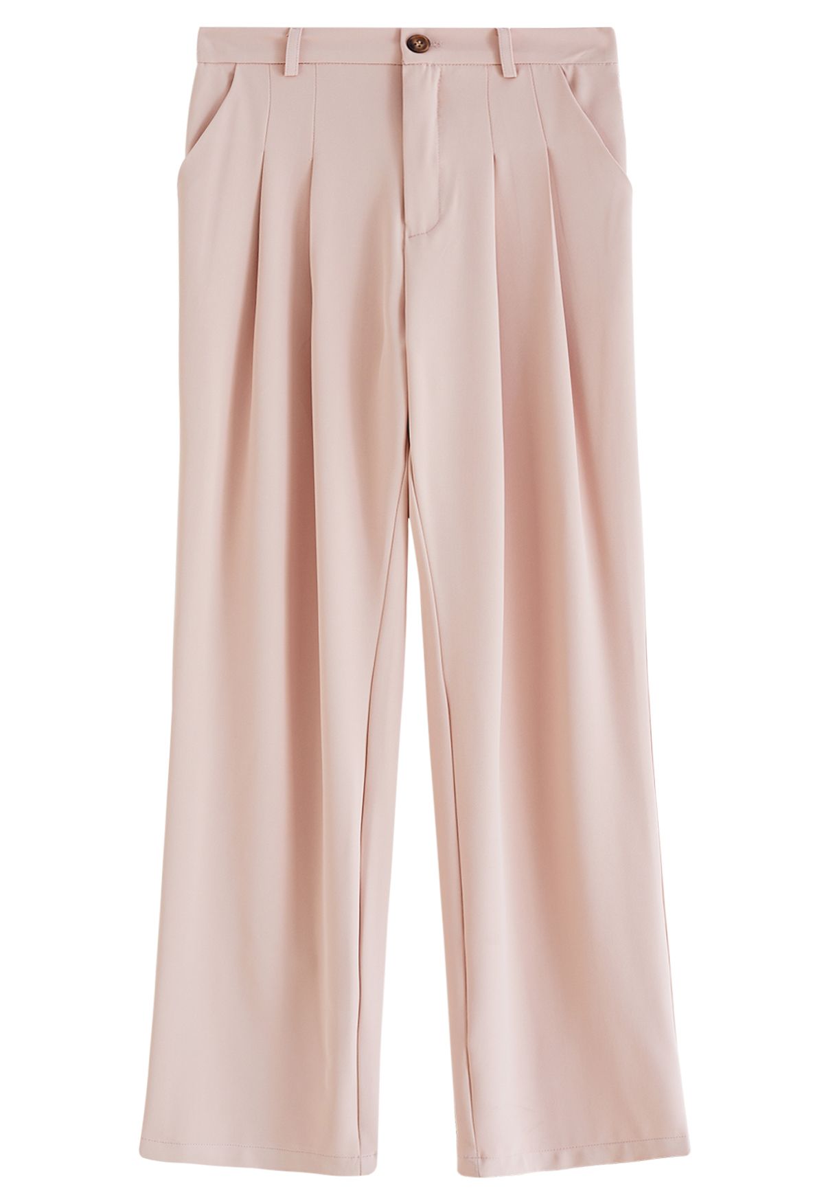 Pleated Detail Straight Leg Pants in Pink