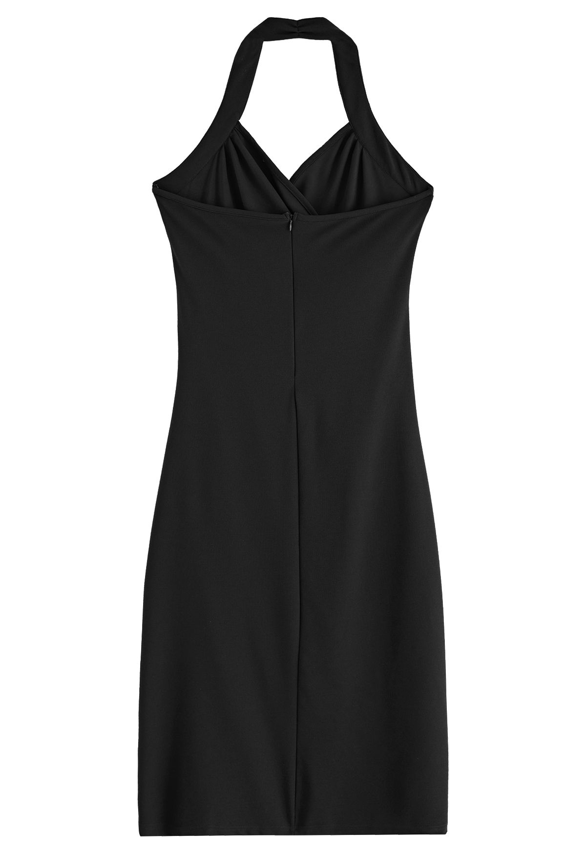 Halter Neck Wrap Bust Dress in Black