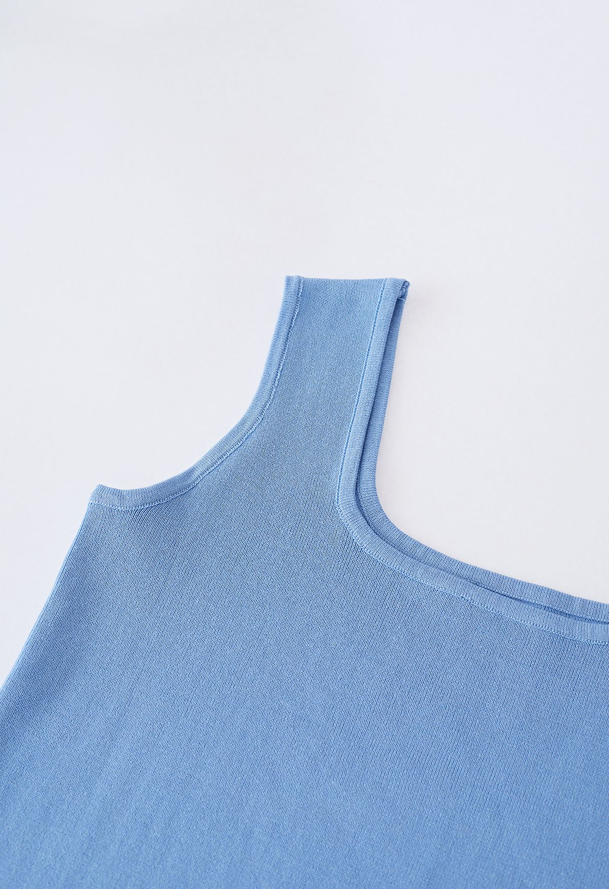 Chic Square Neck Knit Tank Top in Blue