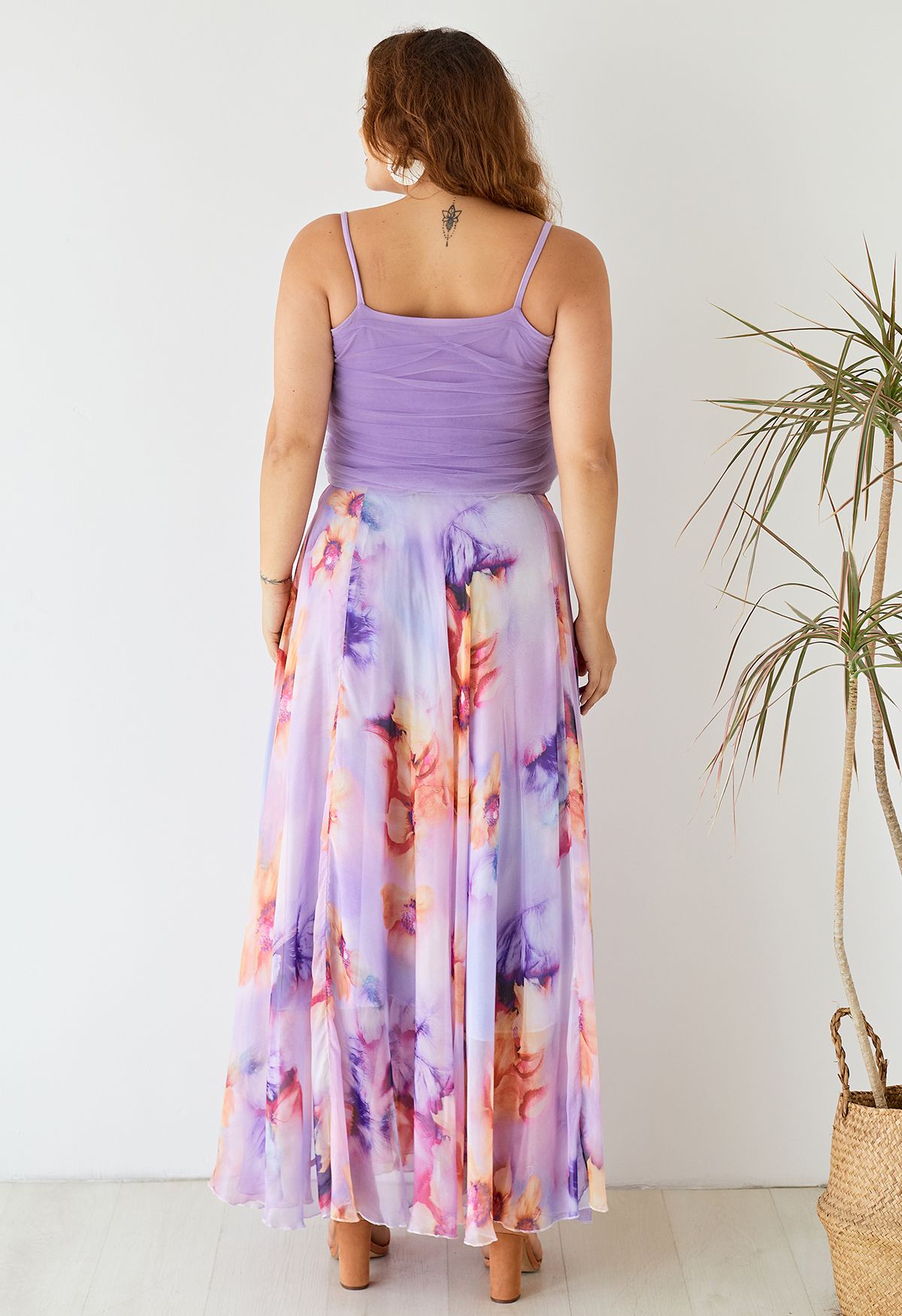 丁香花半身長裙--紫丁香色