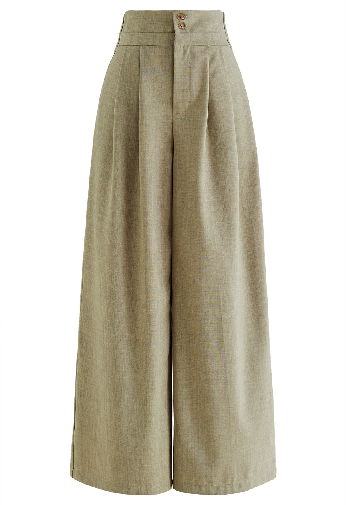 Subtle Pleats Wide-Leg Pants in Sage