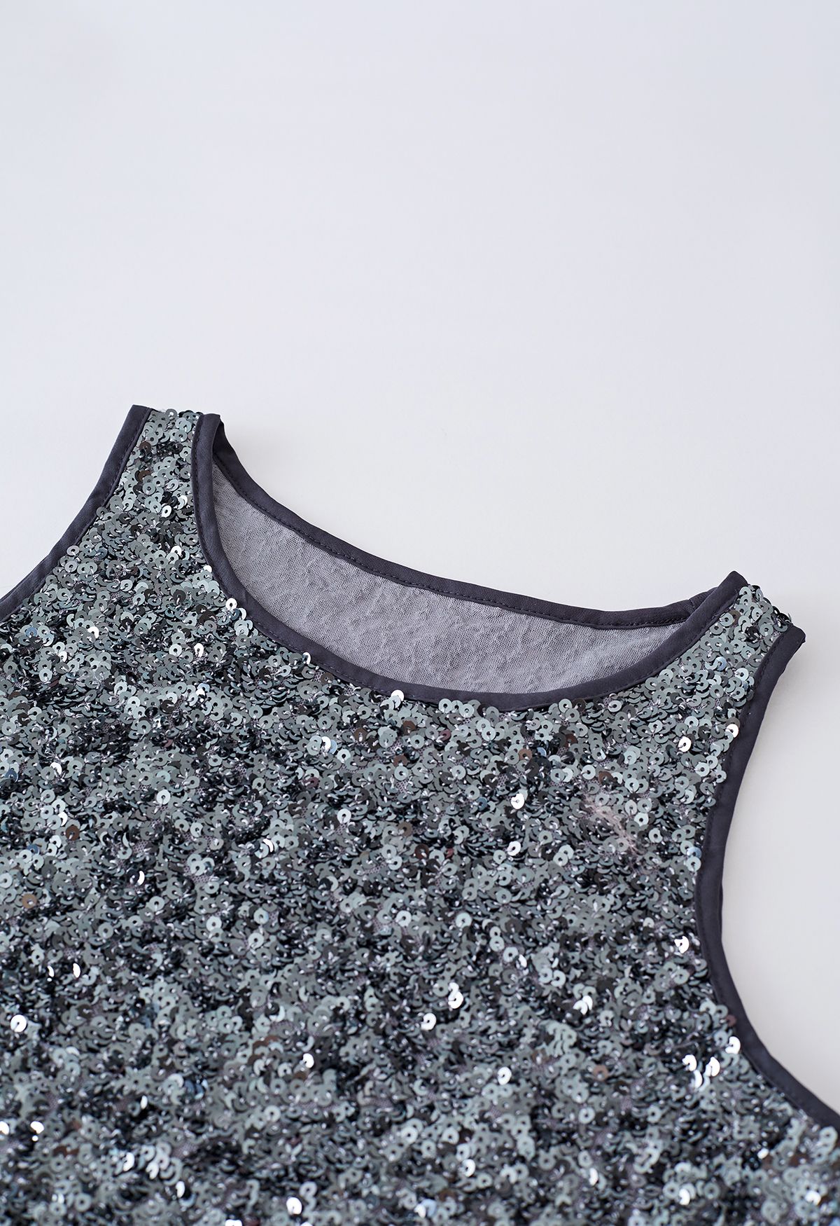 Ultra Sparkle Sequined Tank Top in Silver