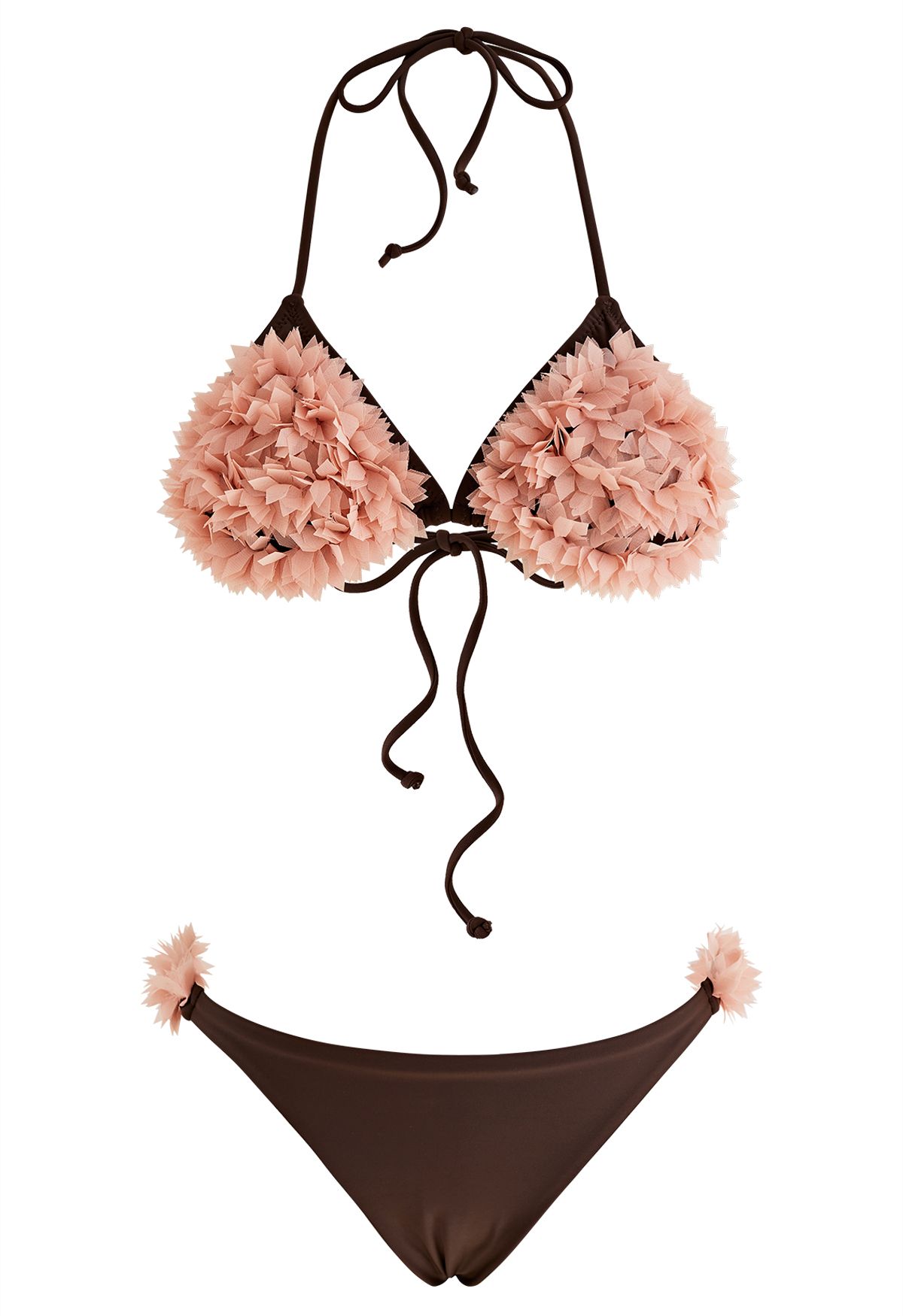 3D Coral Blossom Halter Bikini Set