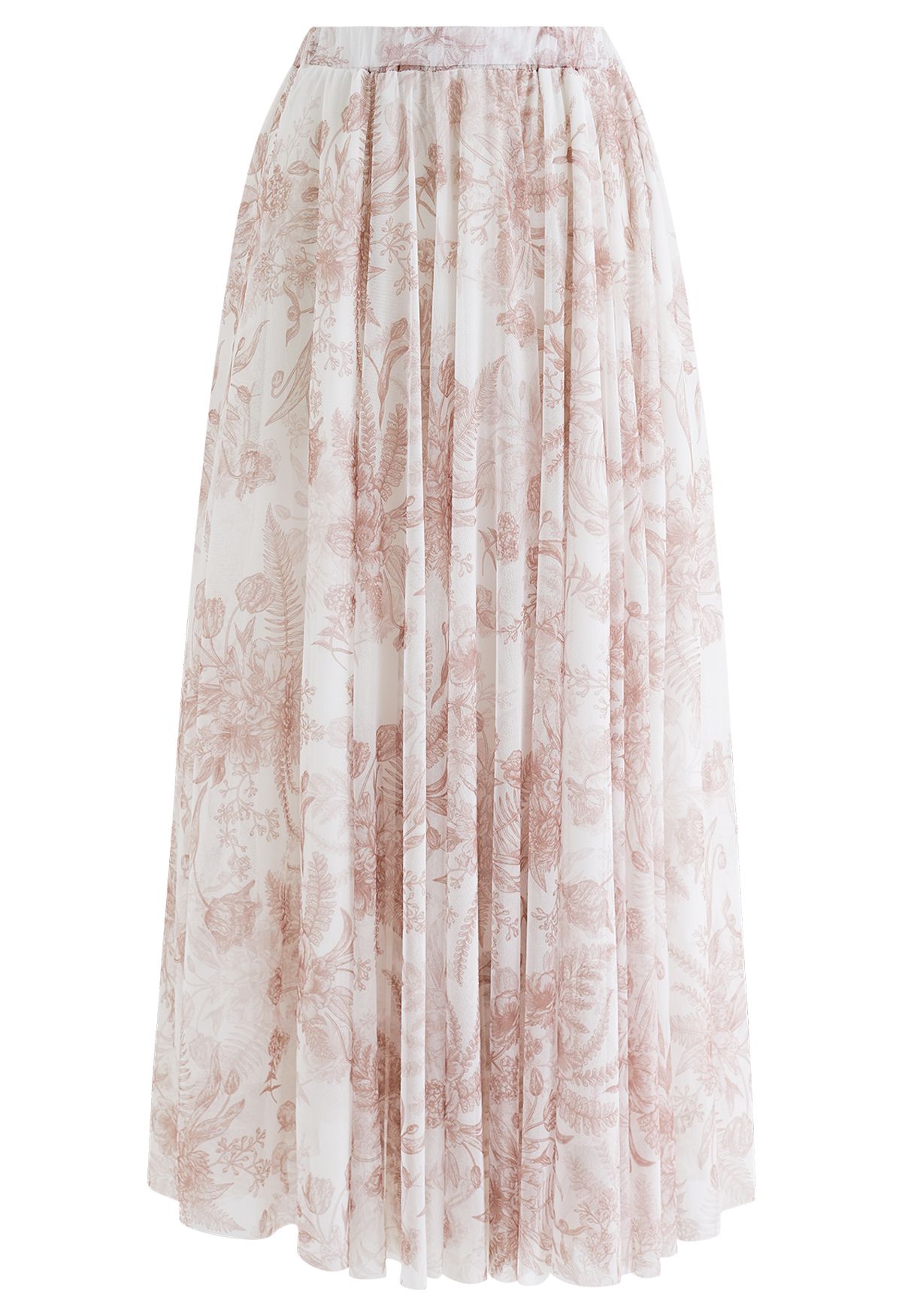 Tranquil Garden Tulle Maxi Skirt in Rust Red