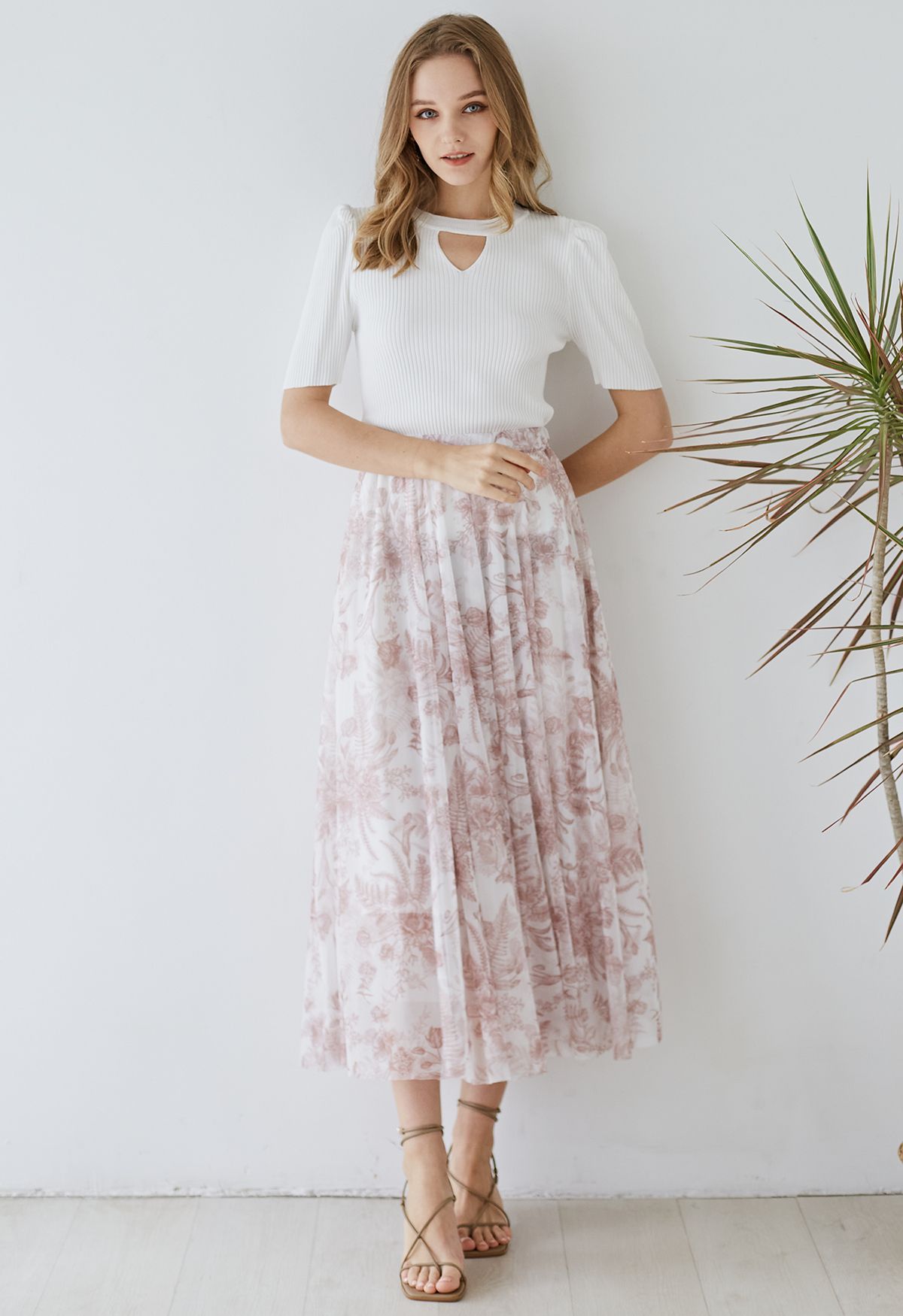 Tranquil Garden Tulle Maxi Skirt in Rust Red