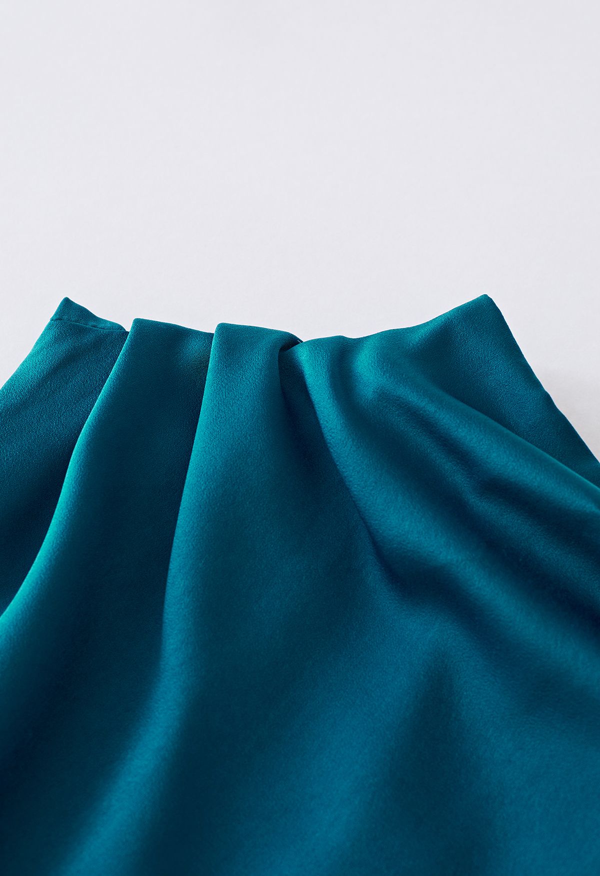 Asymmetric Ruched Neckline Sleeveless Dress in Teal