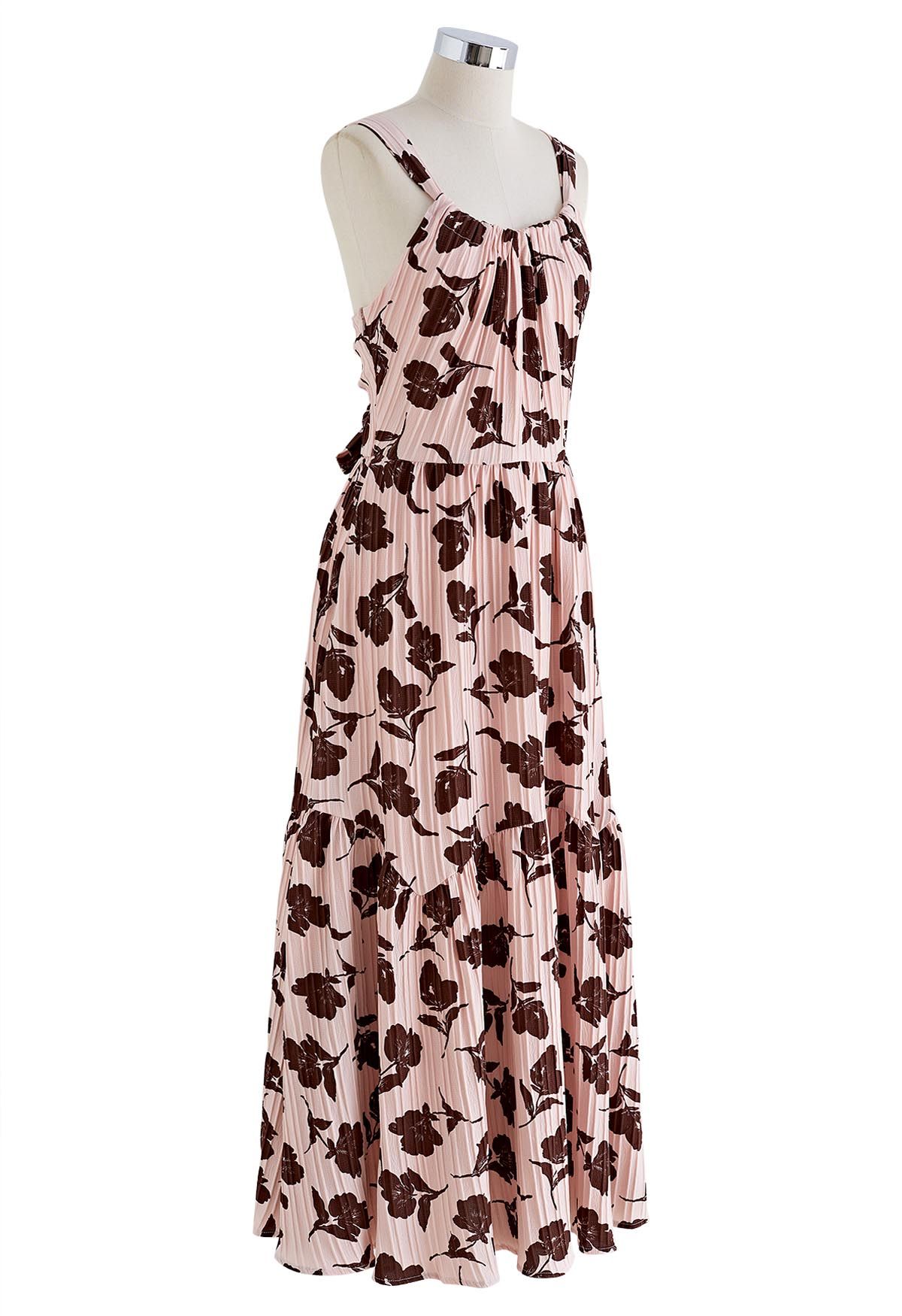 Falling Posy Printed Tie Back Midi Dress