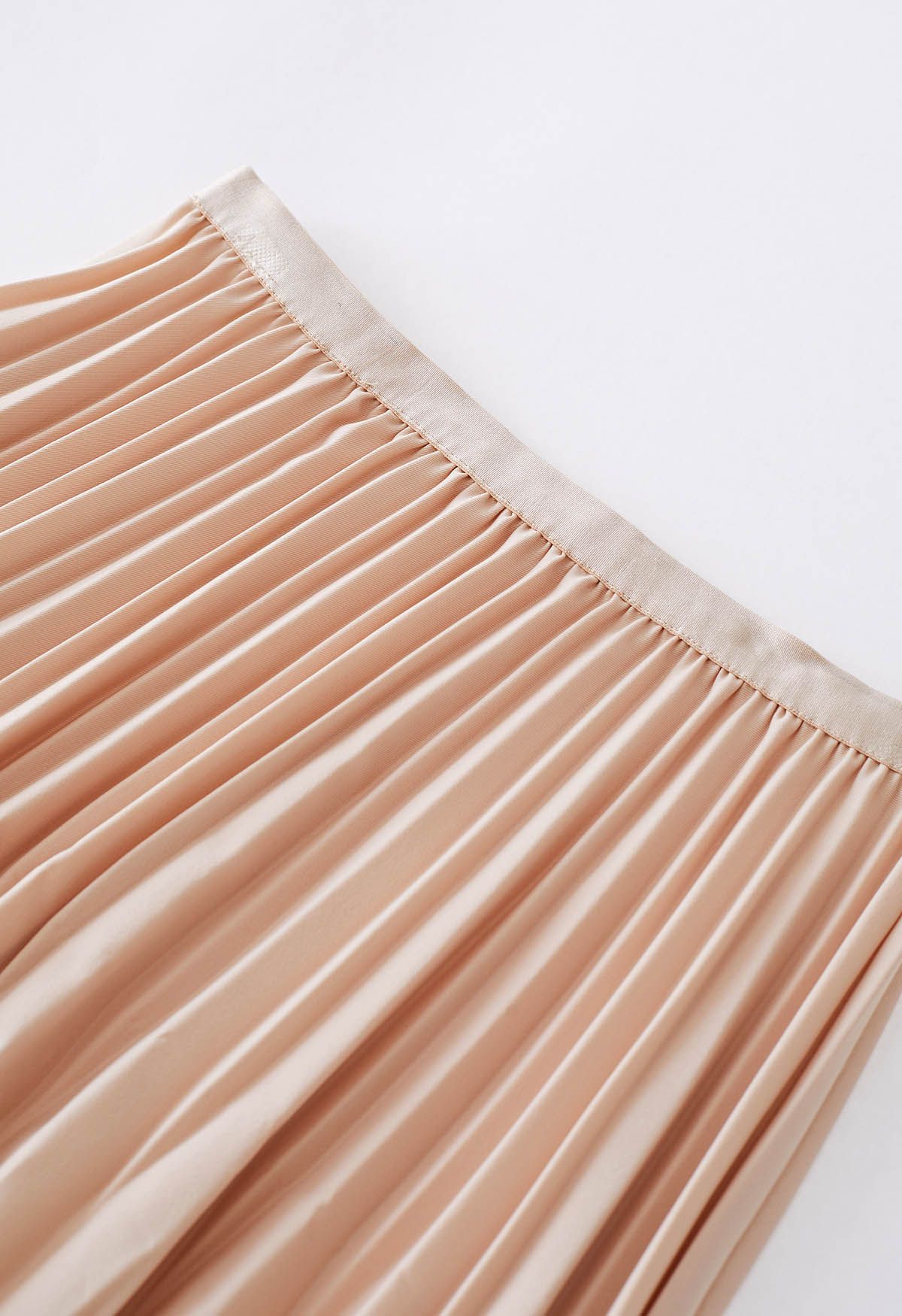 Irregular Pleated Midi Skirt in Apricot