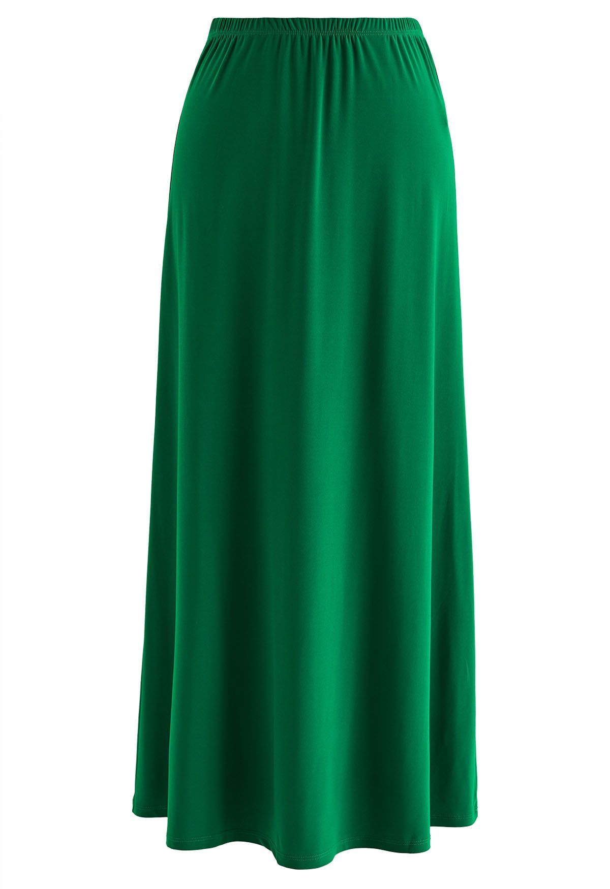 Solid Color Comfy Maxi Skirt in Green