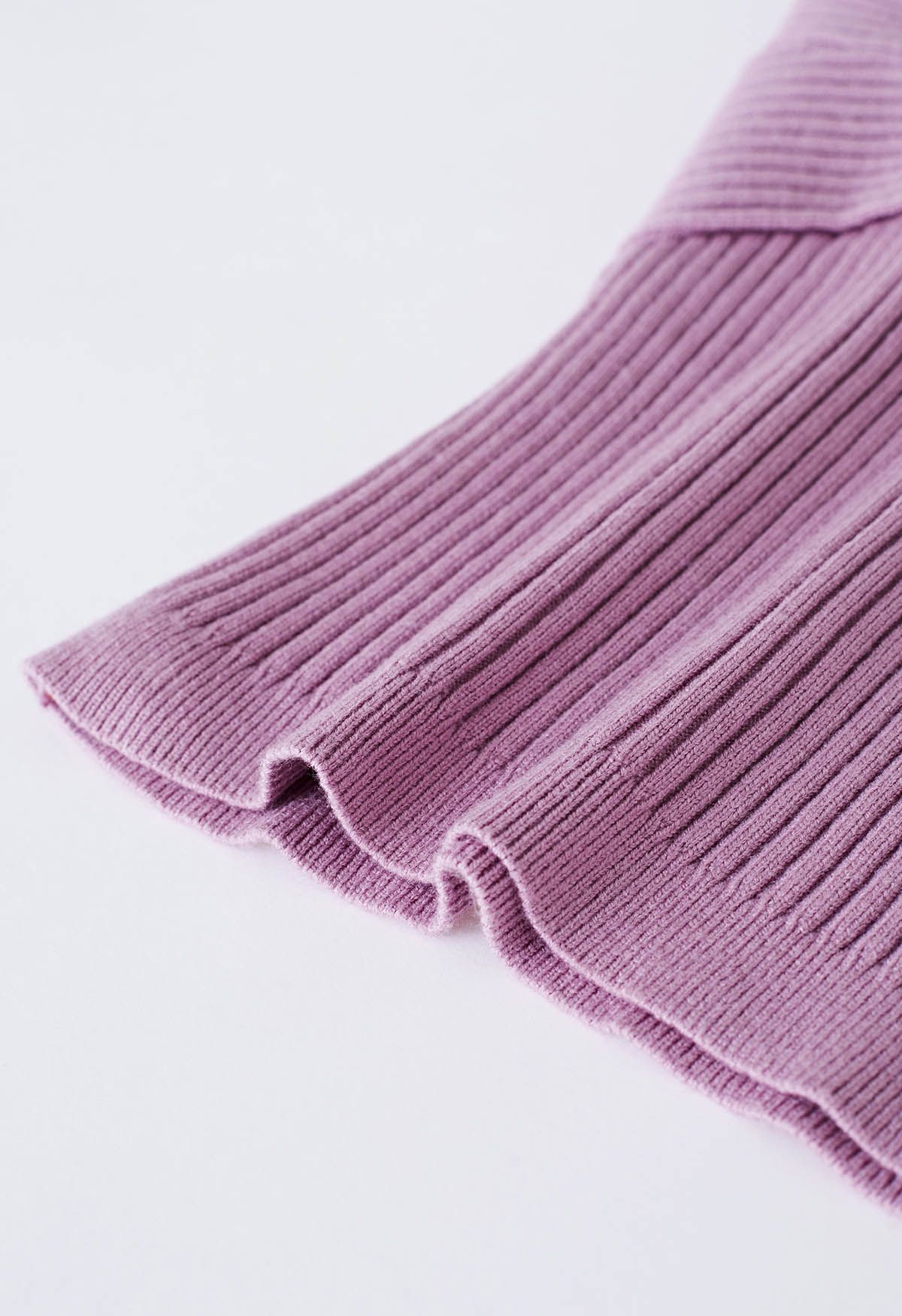 Twist Front Ribbed Knit Tube Crop Top in Lilac