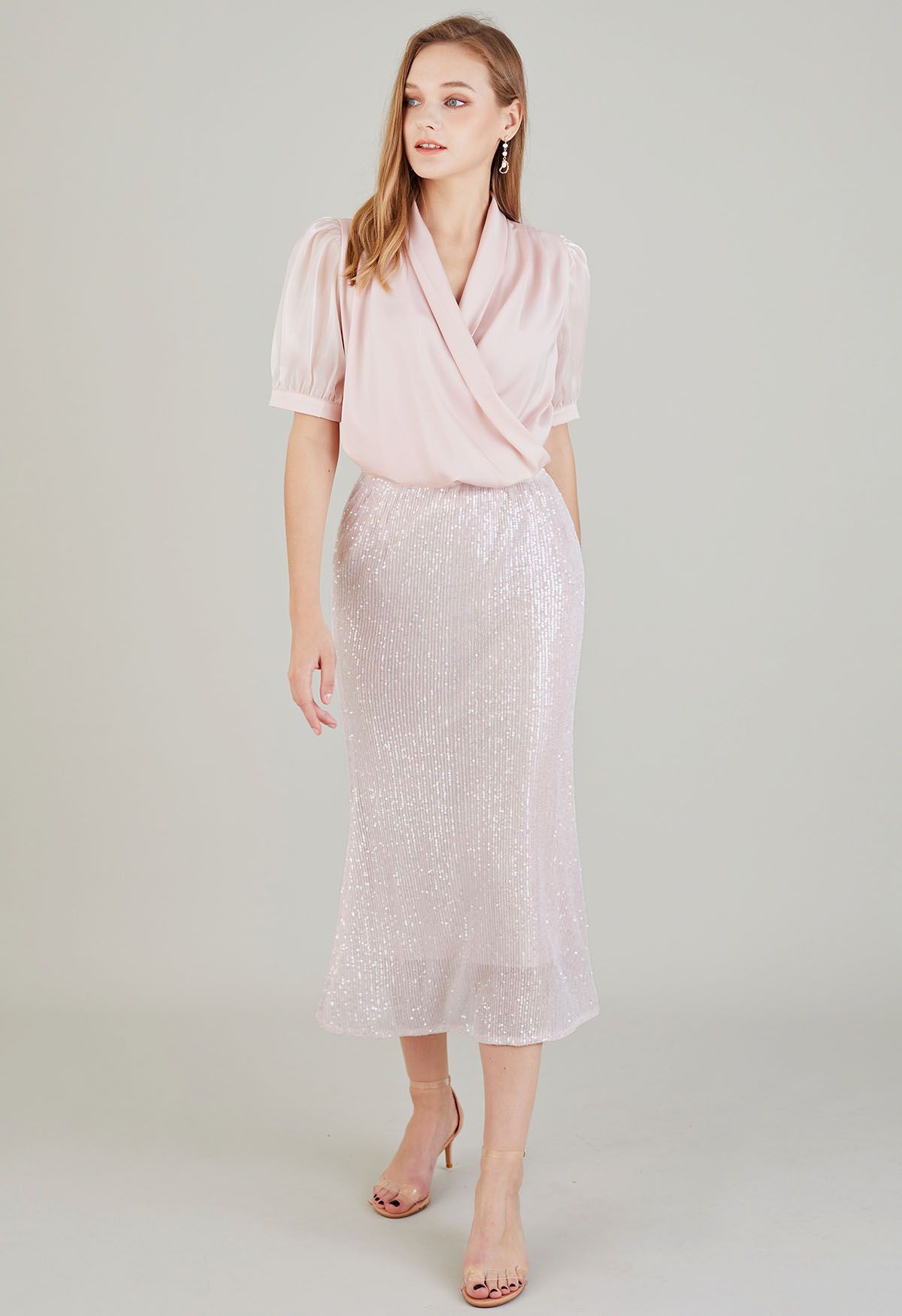 Dazzling Sequin Mermaid Skirt in Pink