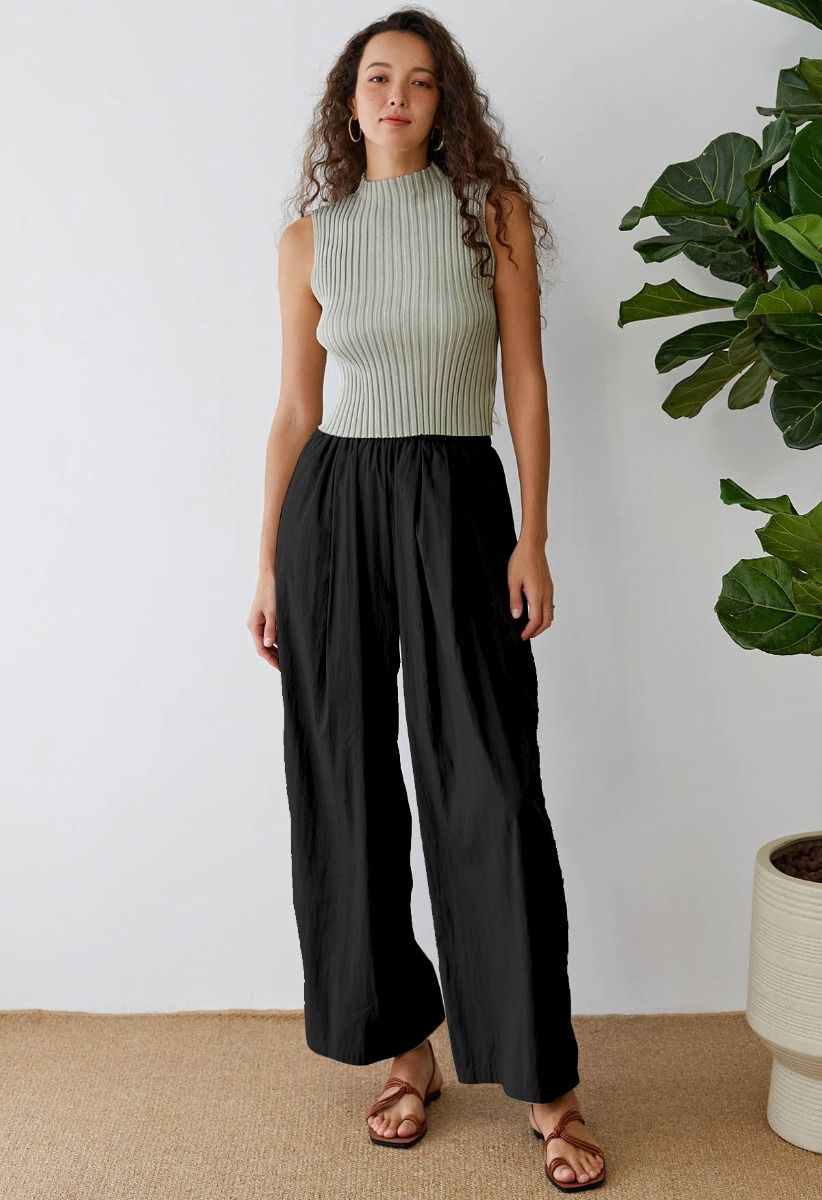 Breezy Ease Wide-Leg Pants in Black