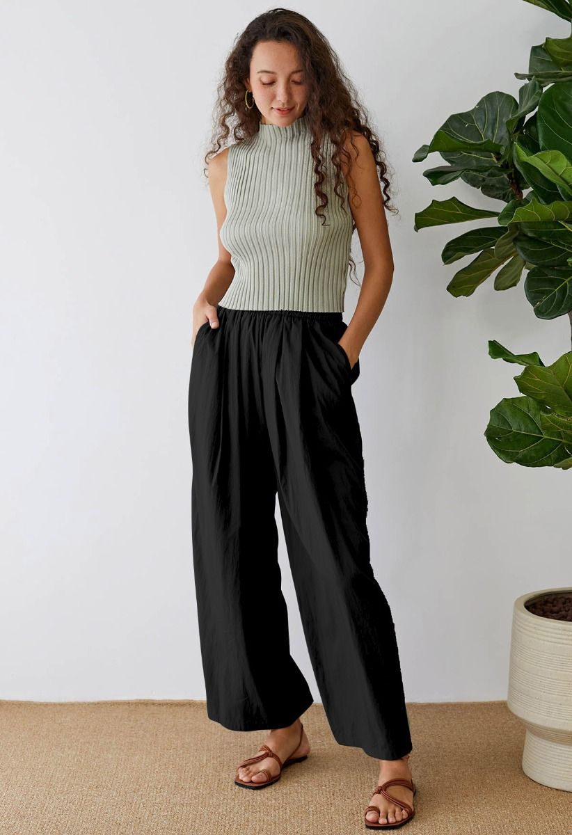 Breezy Ease Wide-Leg Pants in Black