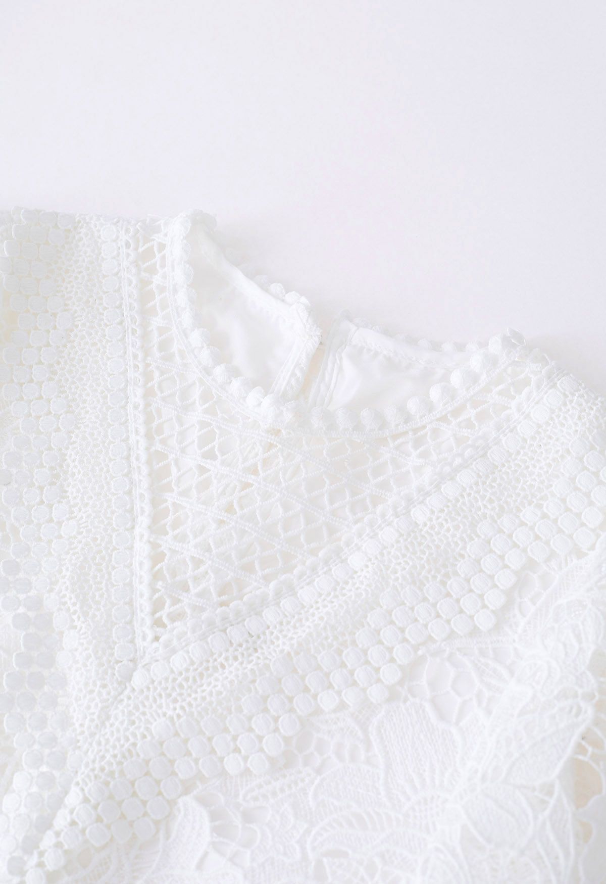 Lily Crochet Lace Crop Top in White