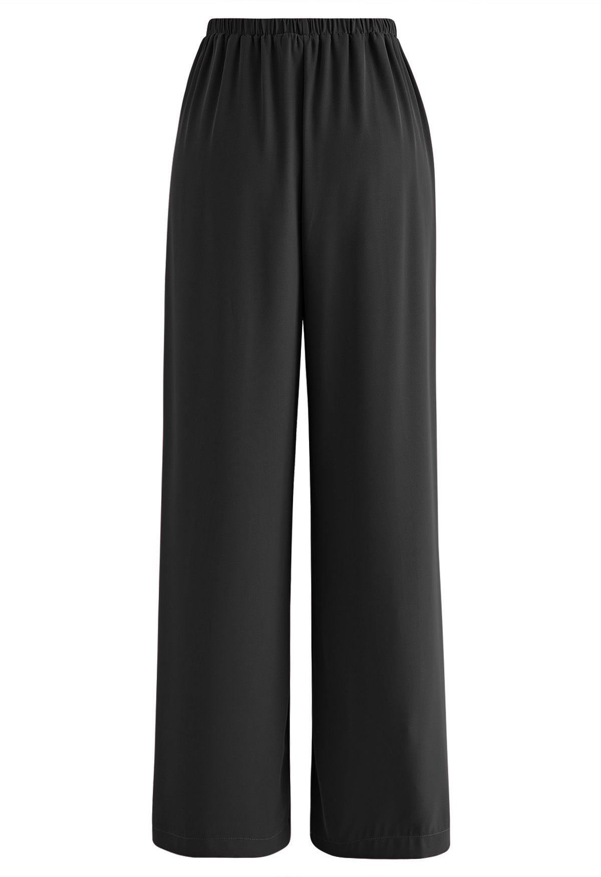 Smooth Satin Pull-On Pants in Black