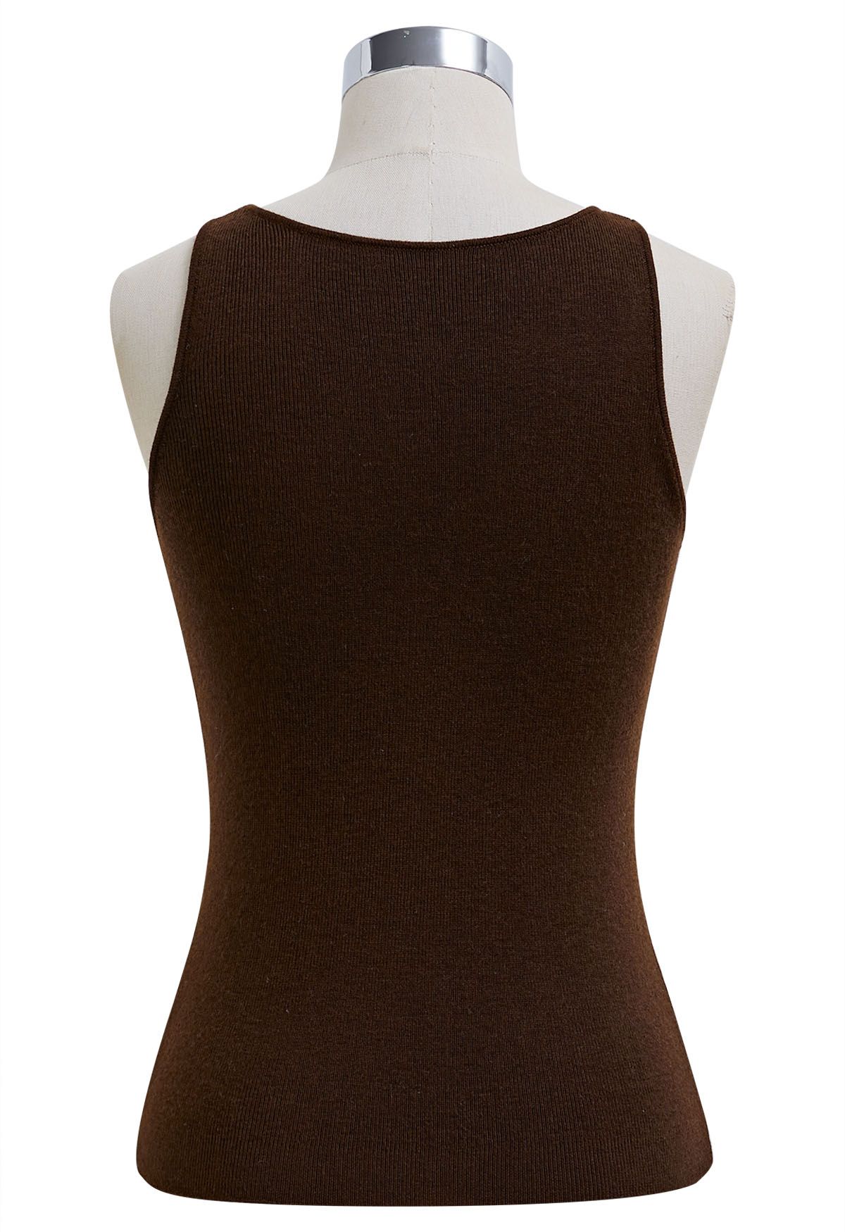 Chic Impression Knit Tank Top in Brown