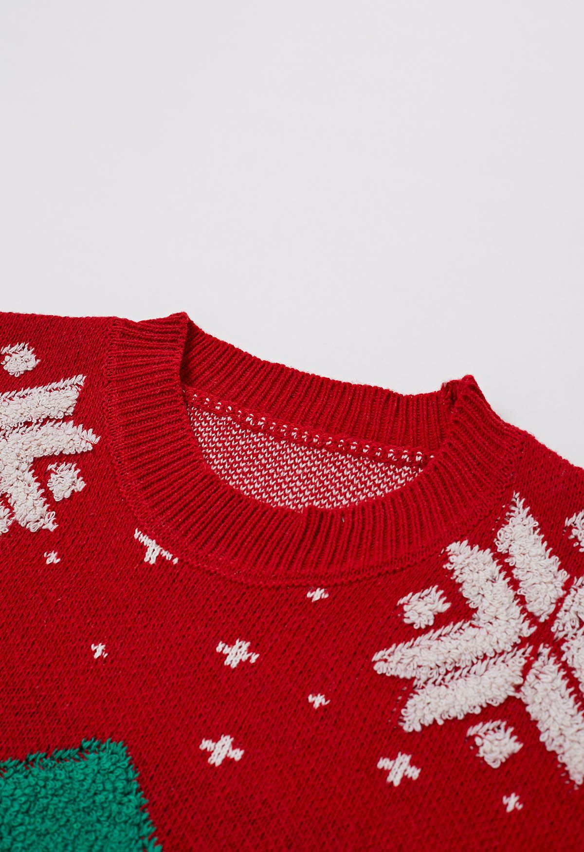 Christmas Tree and Snowflake Jacquard Knit Sweater in Red