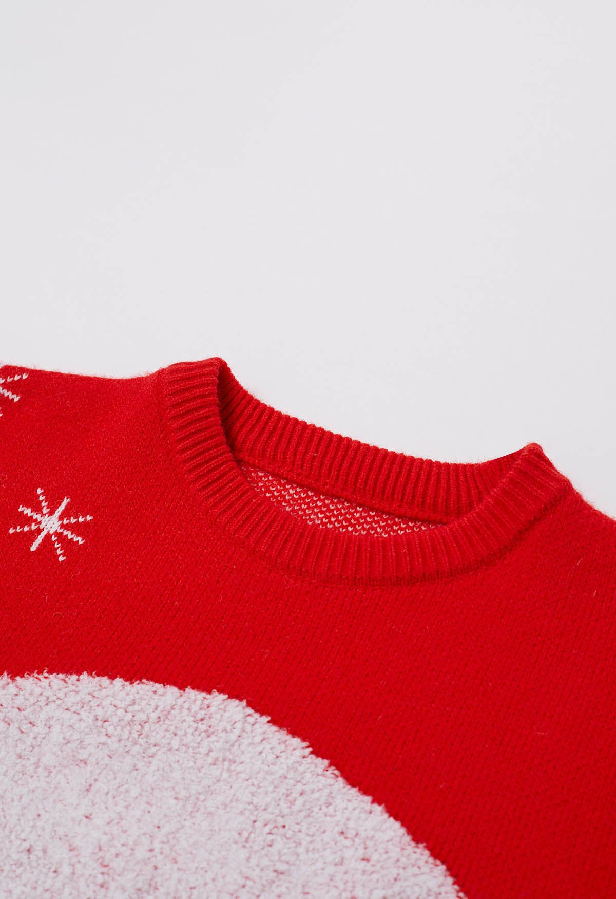 Joyful Christmas Tree and Elk Jacquard Knit Sweater in Red