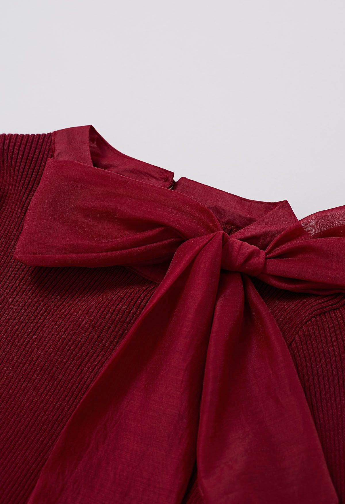 Fancy with Bowknot Knit Top in Burgundy
