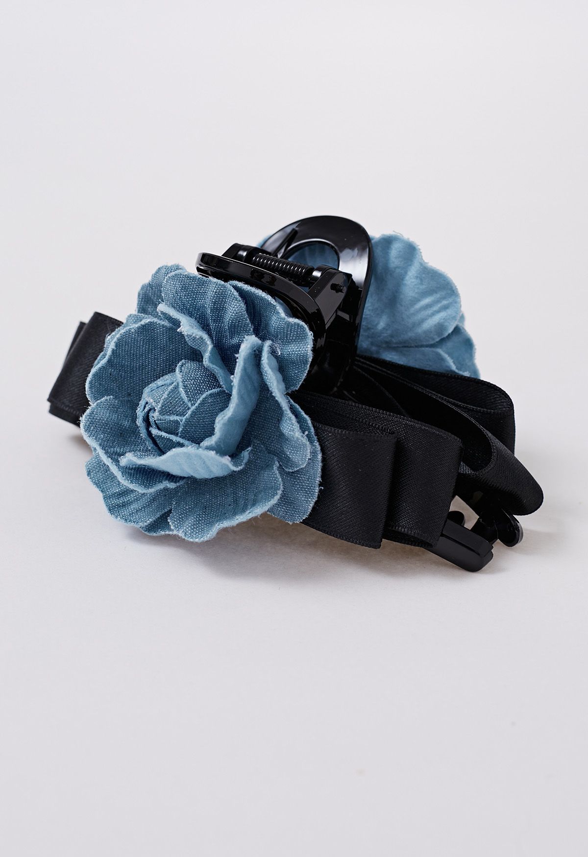 Denim Blue Floral Handmade Hair Clip