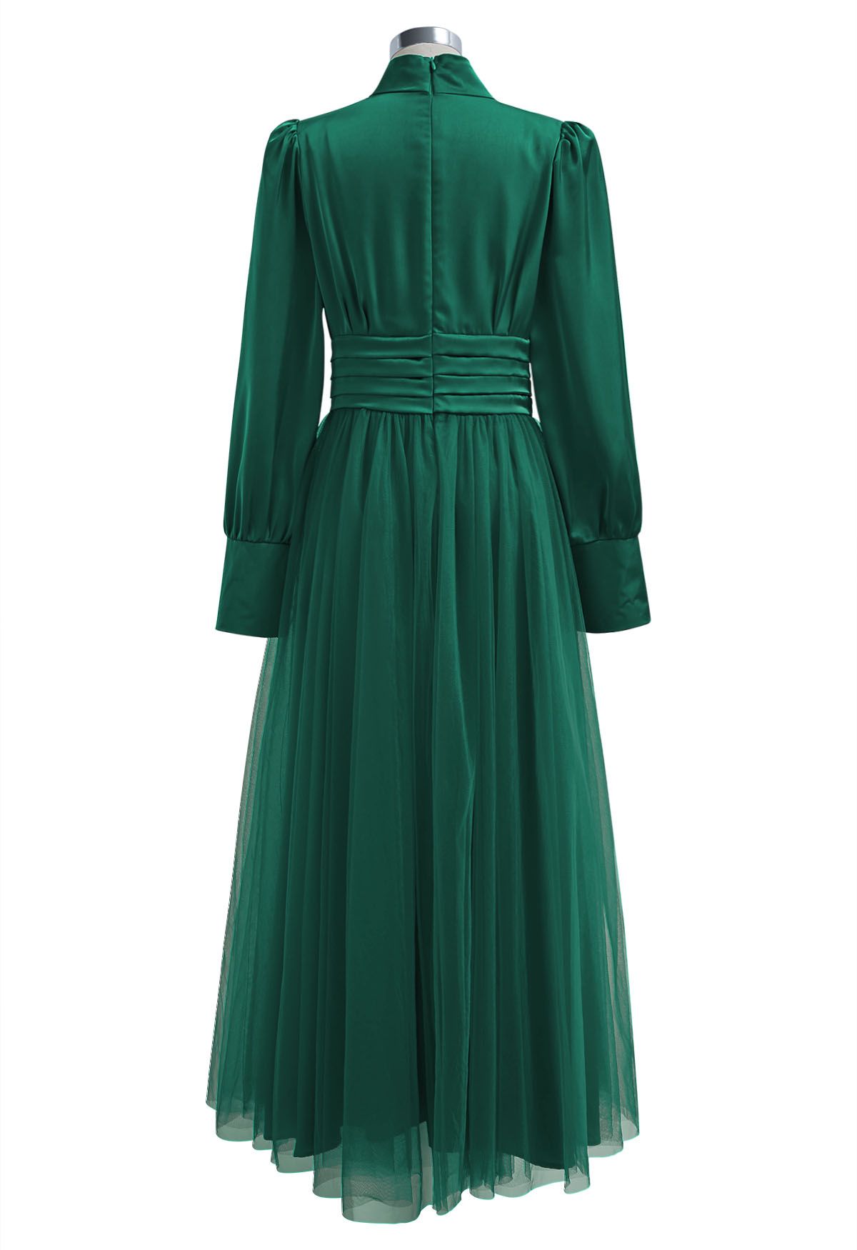 Shine Bright High Neck Tulle Maxi Dress in Emerald